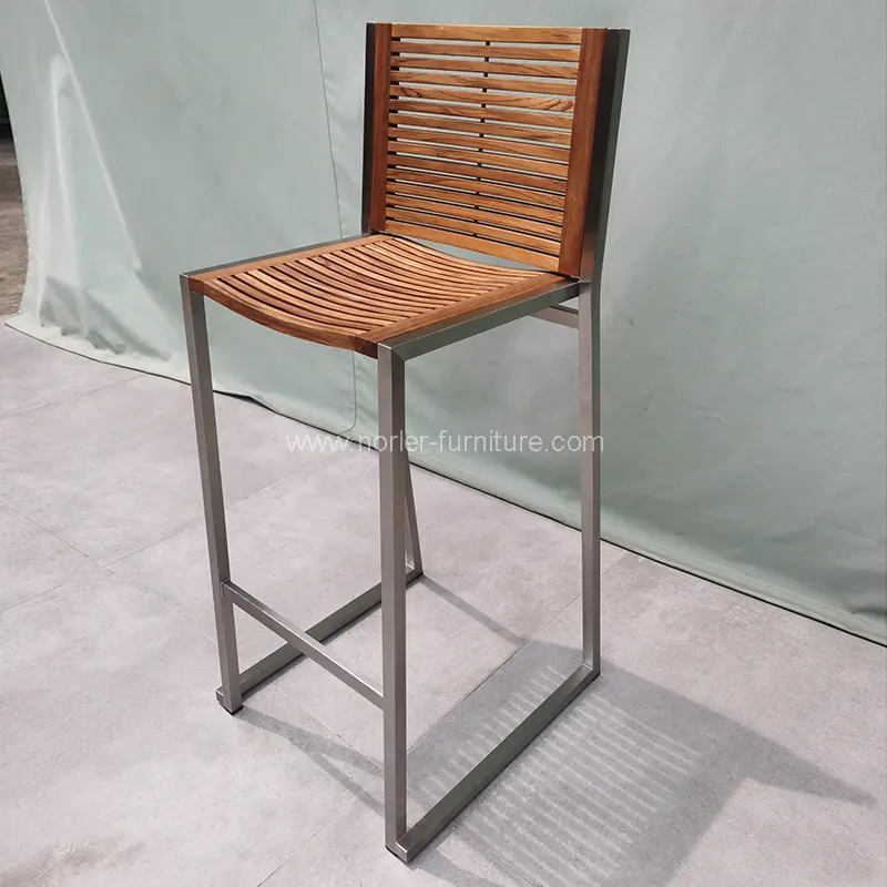 Is a Modern Outdoor Stainless Steel Teak Frame Bar Chair Comfortable for Long Hours of Sitting