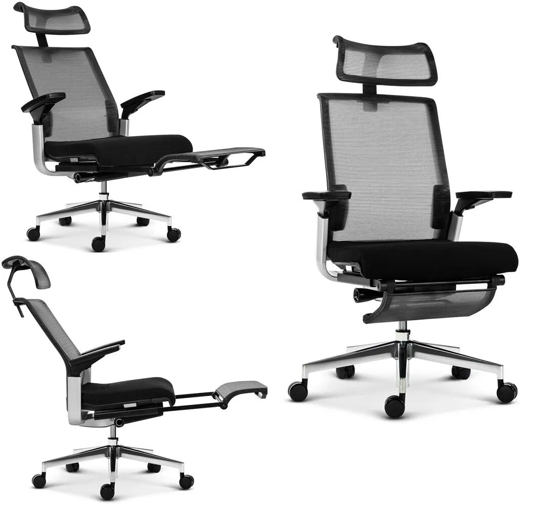 Asis Match High Back with Ottoman Genuine Leather Mesh Fabric Swivel Lumbar Supported Ergonomic Modern European Style Office Chairs