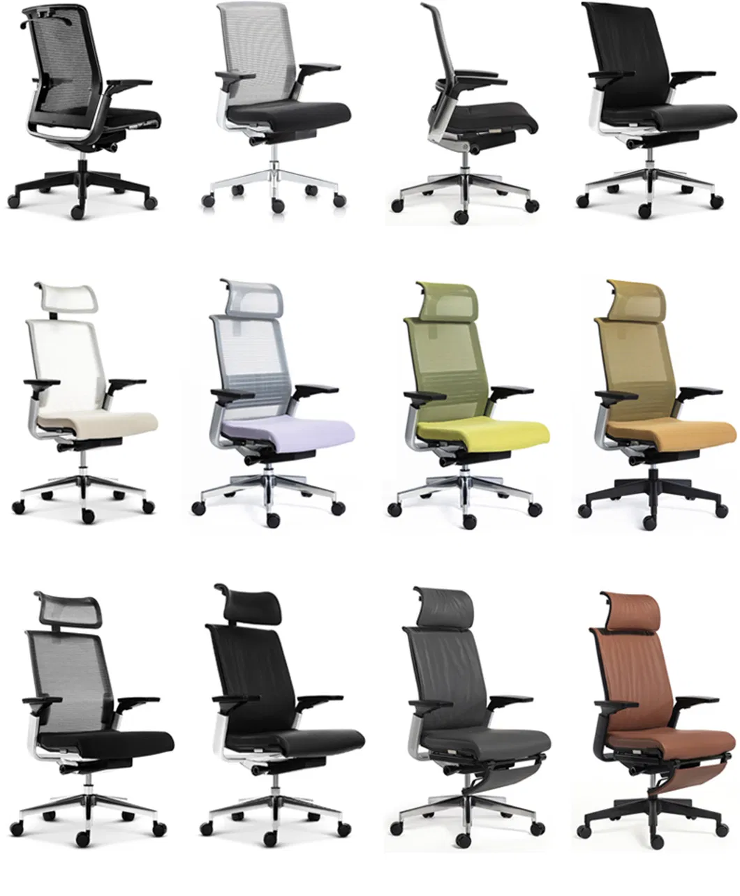 Asis Match High Back with Ottoman Genuine Leather Mesh Fabric Swivel Lumbar Supported Ergonomic Modern European Style Office Chairs