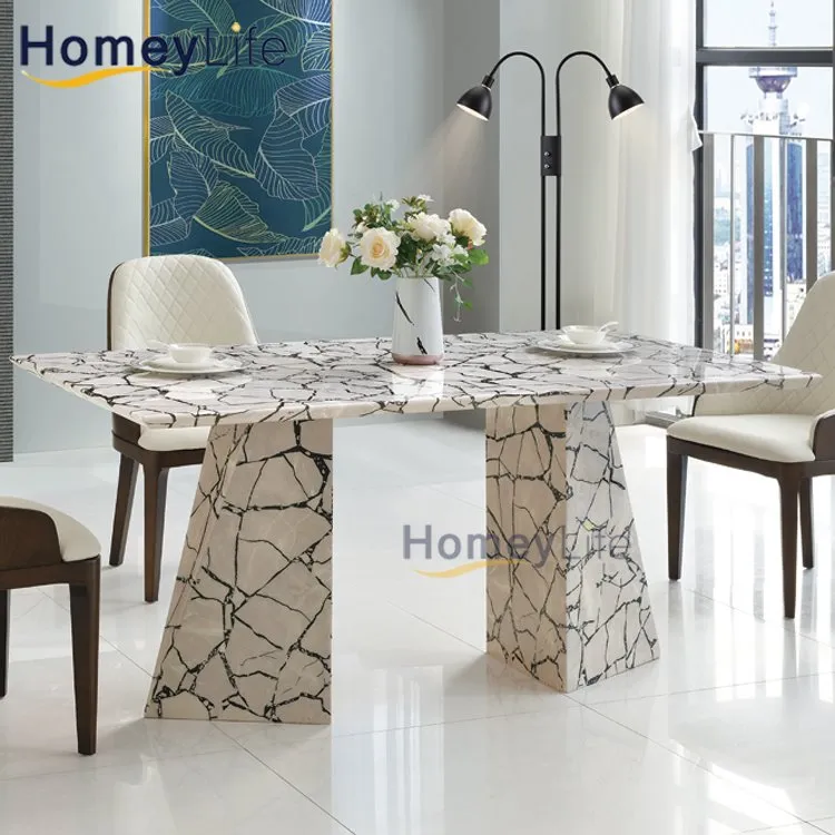 Best Price Big Size Rectangle White Marble Dining Table for Home Furniture