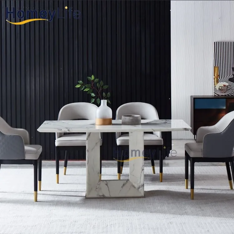 Best Price Big Size Rectangle White Marble Dining Table for Home Furniture