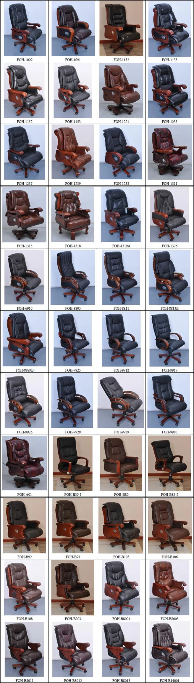 CEO Chair Wooden Leather Swivel Boss Chair, Office Chair Hot in Western (FOH-9928)