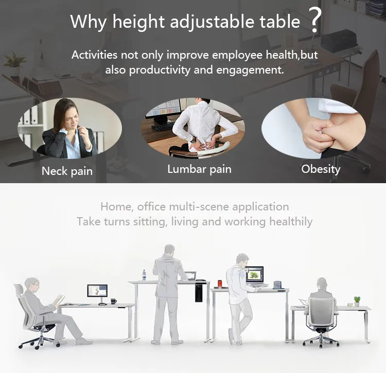 Chinese Factory Ergonomic Office Table Executive Office Furniture Dual Motor Sit and Stand Desk