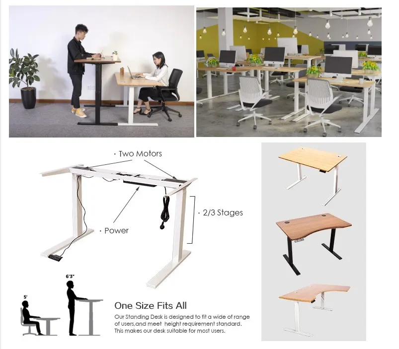 Customized Height Adjustable Bamboo Standing Office Desk