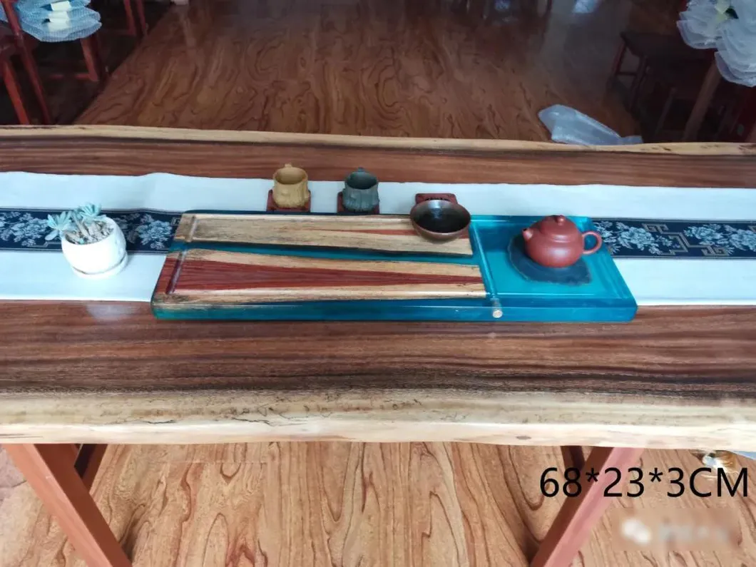 Customized Luxury and Environmentally Friendly Solid Wood Mahogany Gem Epoxy Resin Dining Table