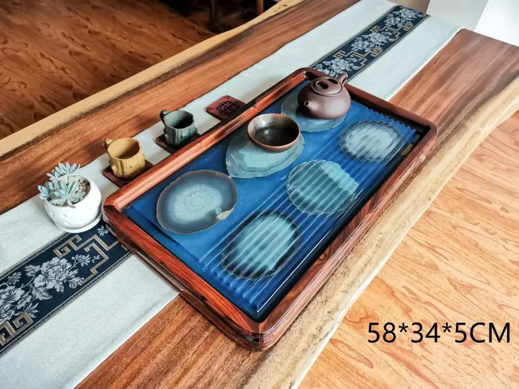 Customized Luxury and Environmentally Friendly Solid Wood Mahogany Gem Epoxy Resin Dining Table