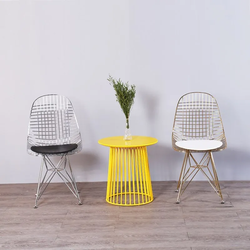 Eames Nordica Sillas Eiffel Powder Coated Replica Black Metal Wire Outdoor Modern Cafe Dining Chairs with Cushion