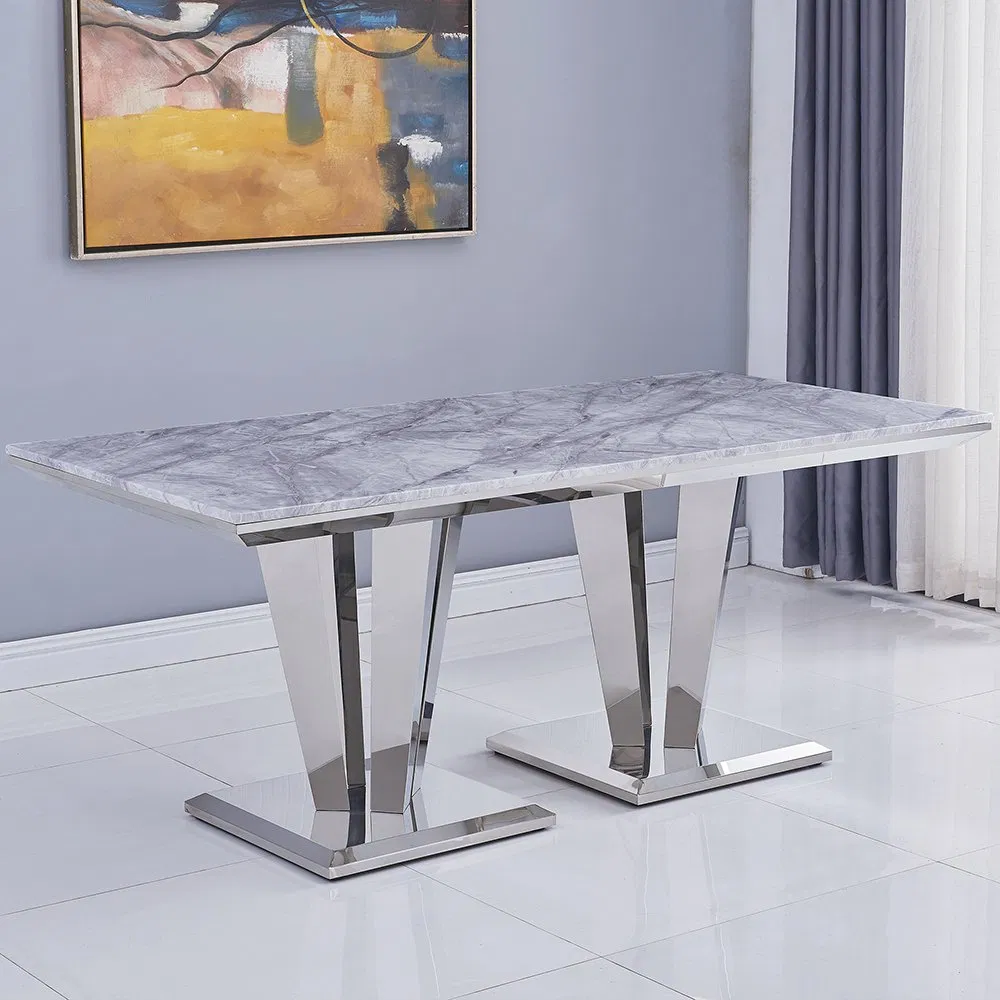 Elegant Designs 8 Seater Solid Grey Artificial Marble Dining Tables