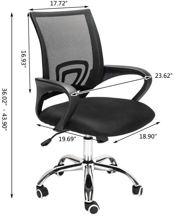 Ergonomic MID-Back Mesh Computer Office Chair Desk Task Swivel Chair Black