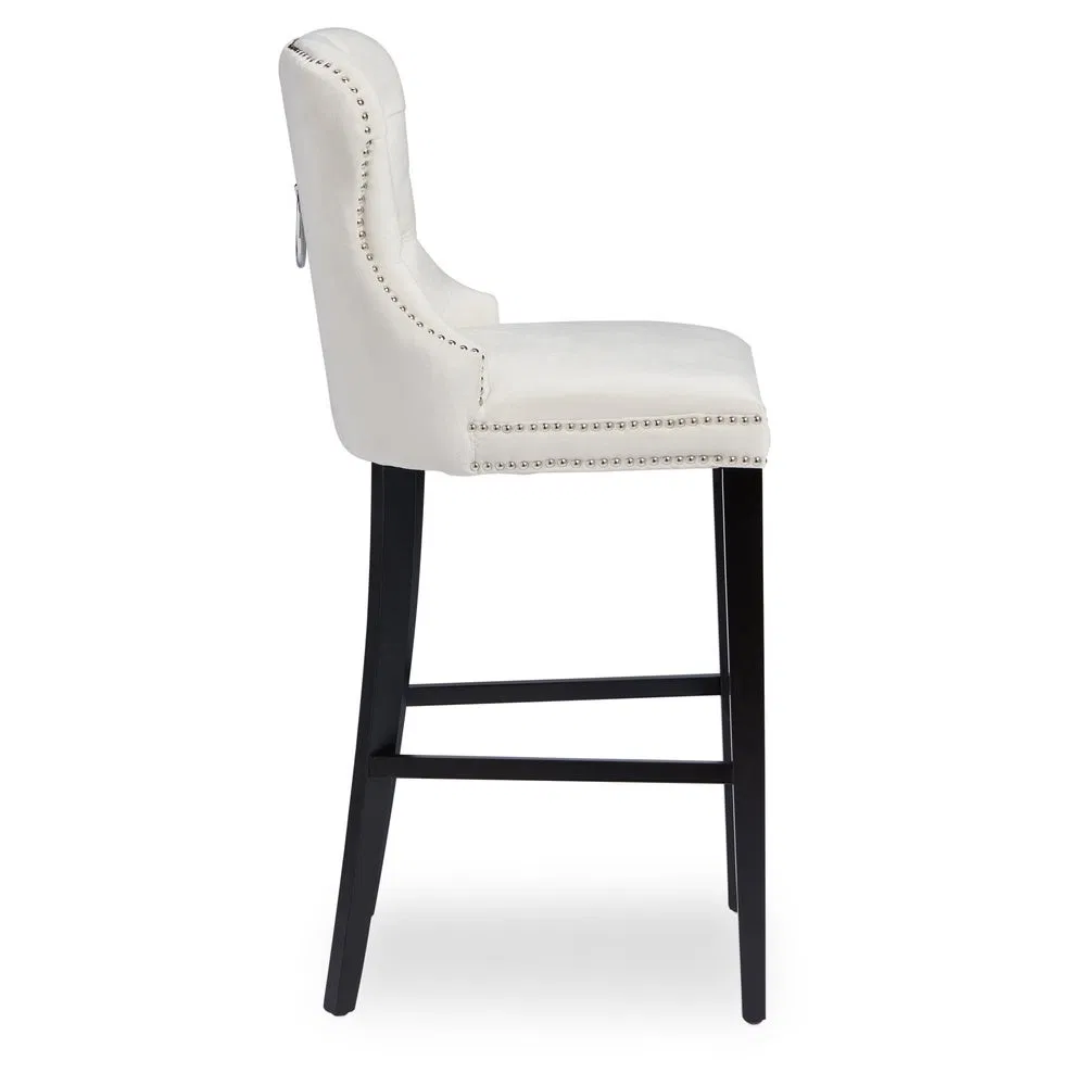 European Style Turfed Fabric Wooden Legs High Bar Chair Restaurant Dining Bar Stool