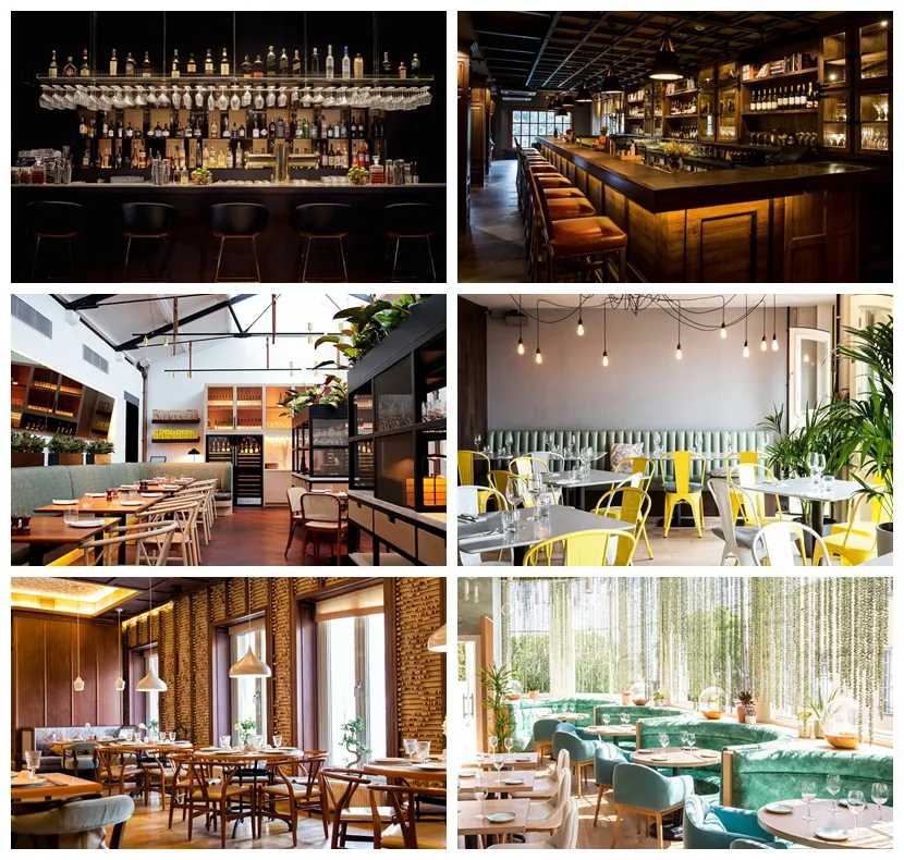 European Style Turfed Fabric Wooden Legs High Bar Chair Restaurant Dining Bar Stool