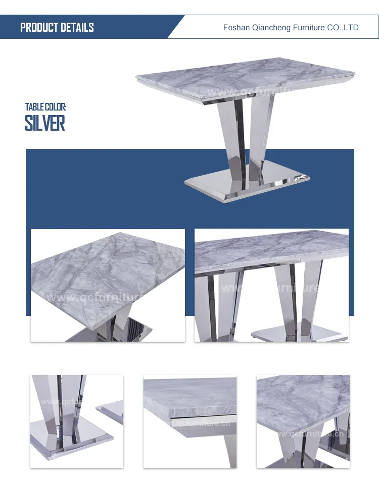 Foshan Dining Room Furniture Marble Modern Stainless Steel Dining Table