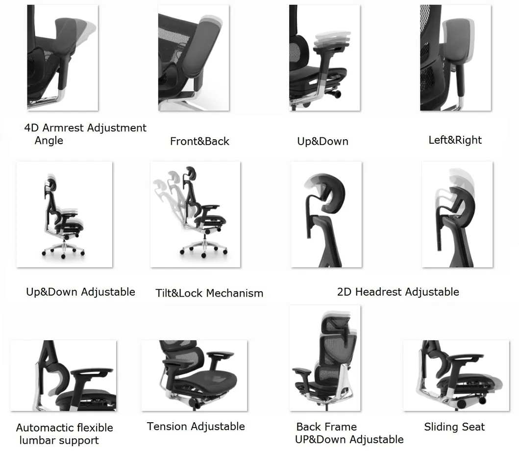 Full Mesh Adjustable Computer Ergonomic Noon Break Swivel Office Chair with Footrest Support