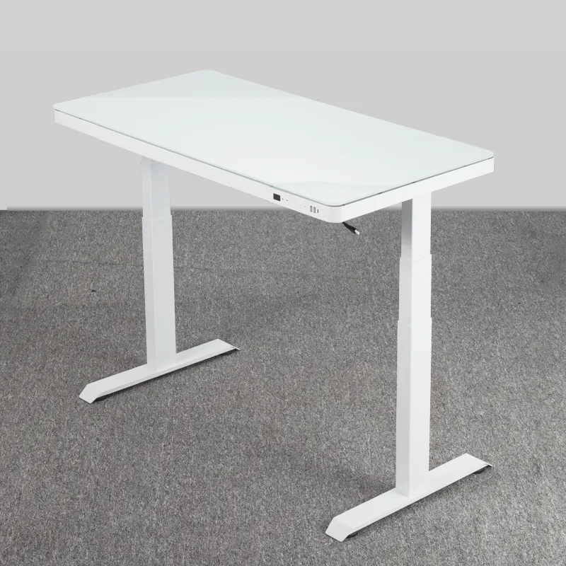 Glass Tabletop Electric Standing up Height Adjustable Desk
