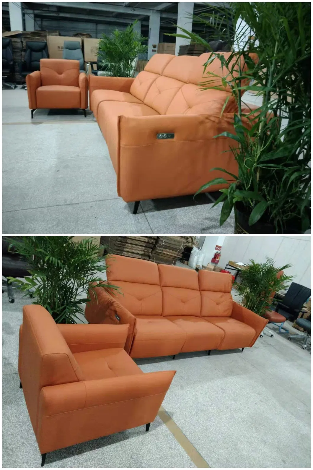 High-End Leather Intelligent Voice Control Electric Retractable and Lockable Office Sofa for Boss Office Waiting Area