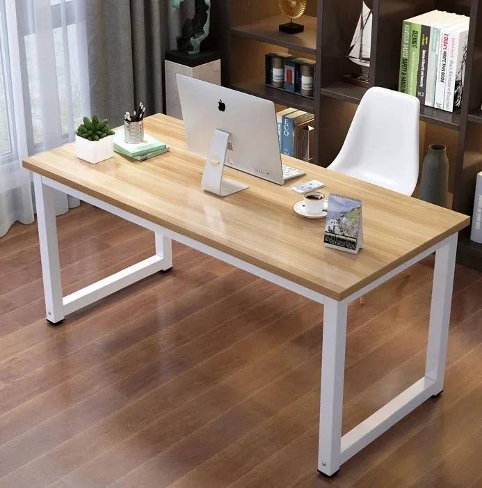 High Quality Modern Small Ergonomic Workstation Simple Style Writing Sturdy Study Computer Desk with Metal Frame for Small Spaces Home Office/
