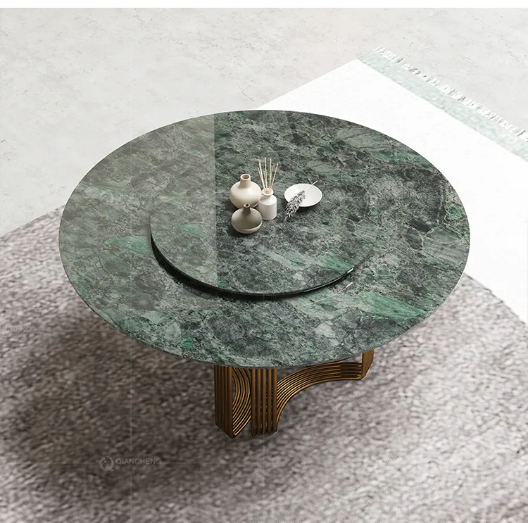 Italian Style Marble Chrome Stainless Steel Round Dining Table