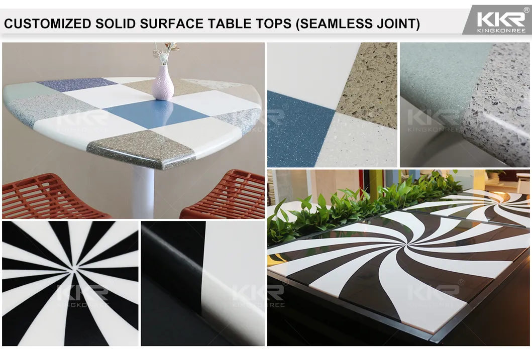 Kingkonree Acrylic Stone Solid Surface Round Dining Table