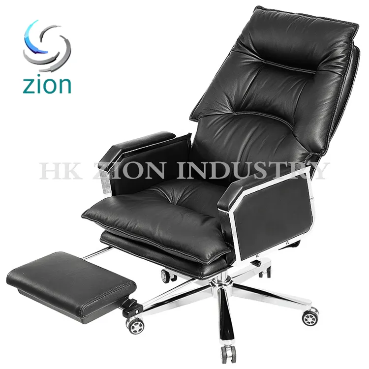 Luxury Ergonomic Office Chair Executive Boss Office Chairs Gaming Cowhide Brown Rotating High End Reclining Office Chair with Footrest and Massage