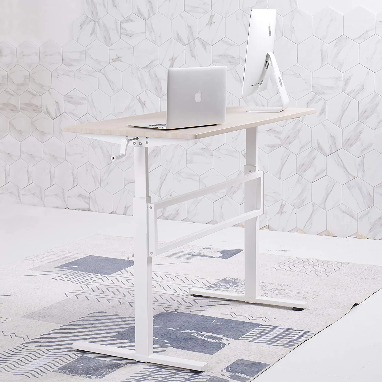 Manually Height Adjustable Standing Desk Home Office Computer Table Portable Writing Desk Study Table Computer Desk