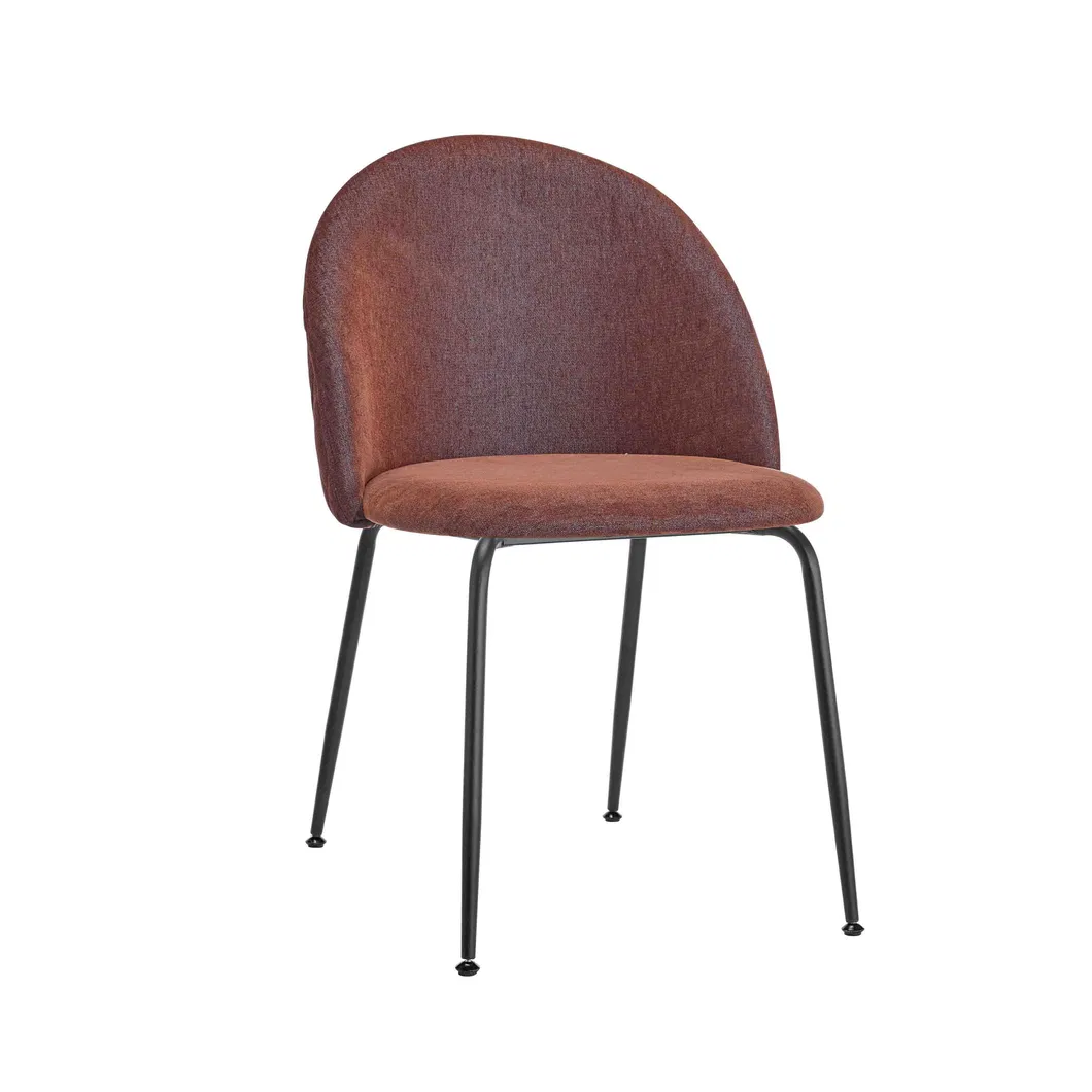 Manufacturer Cheap Sale Modern Luxury Fabric Dining Chair Black Metal Legs Dining Chair