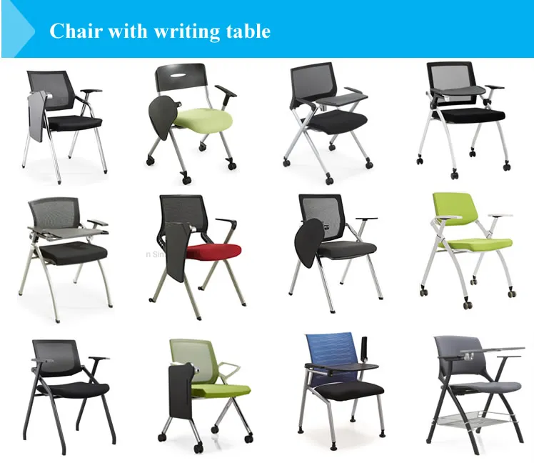 Mesh Steel Plastic Seminar School Classroom Folding Student Lecture Training Room Table Arm Tablet Study Chair with Writing Tablet