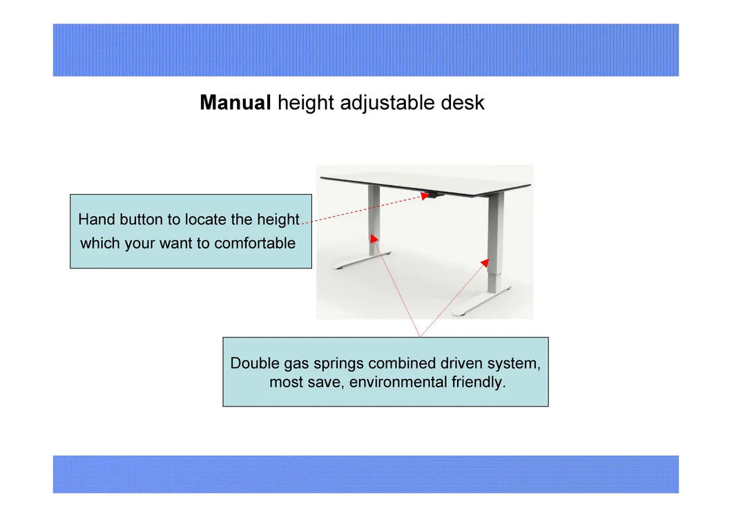 Milano Manual Height Adjustable Standing Black Color Office Table