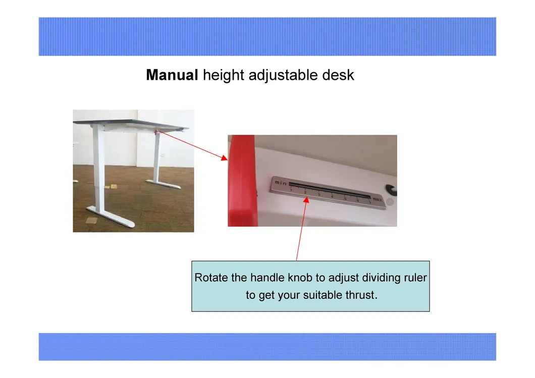 Milano Manual Height Adjustable Standing Black Color Office Table