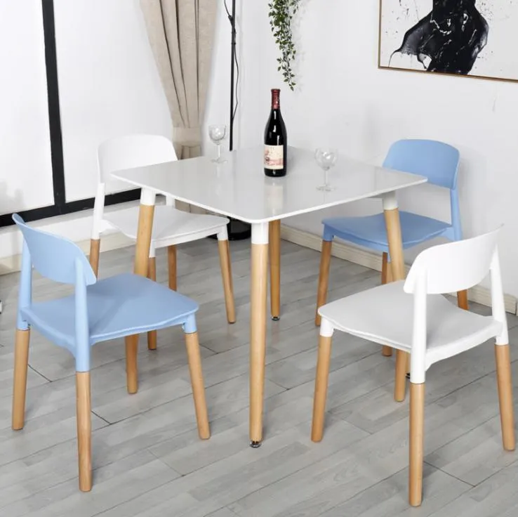 Modern Beech Wood Leg Table Salle Manger for Dinner with 4 Chairs Square Restaurant Side Table Dining Room Table and Chair Sets