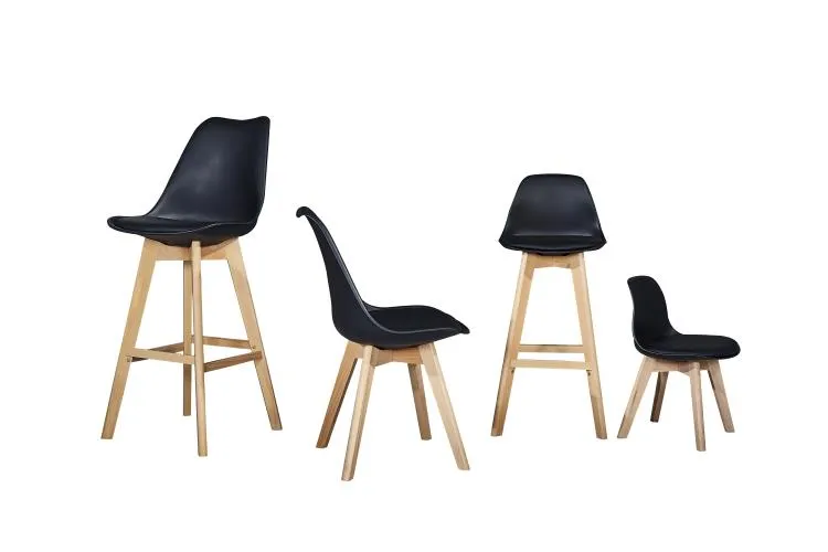 Modern Design Minimalist Restaurant Chair Nordic Plastic Bar Stool Solid Wood High Bar Chair Ins Dining Chair