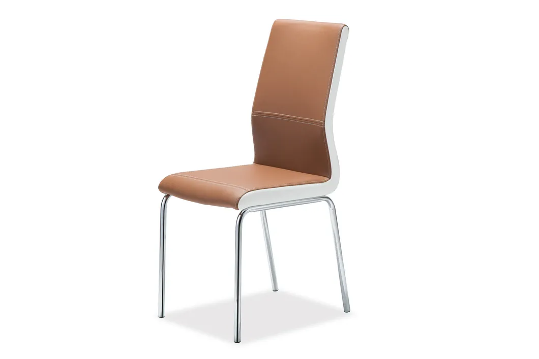 Modern Furniture Leather Back Round Tube Four-Legged Dining Chair
