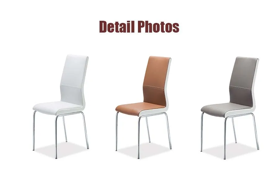 Modern Furniture Leather Back Round Tube Four-Legged Dining Chair