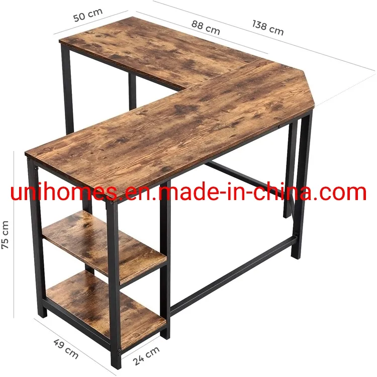 Modern L-Shaped Computer Office Desk, Corner Gaming Desk with Monitor Stand, Home Office Study Writing Table Workstation for Small Spaces