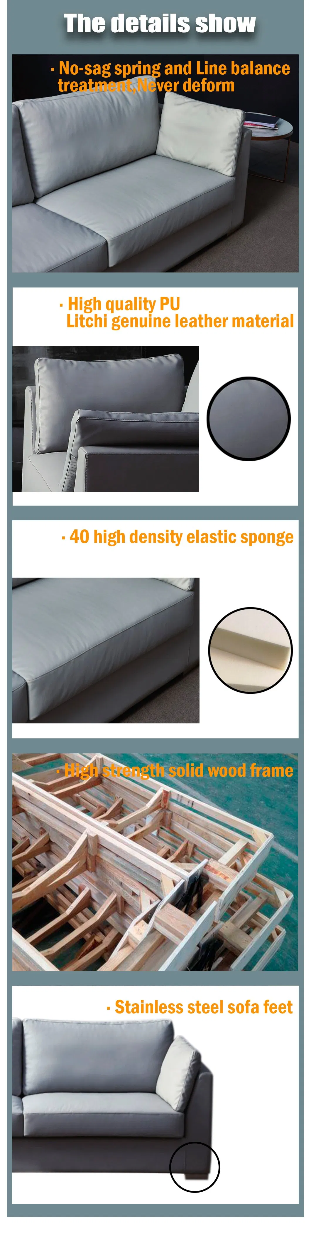 Modern Wholesale Leather Living Room Furniture 1+2+1 Seaters Office Sofa