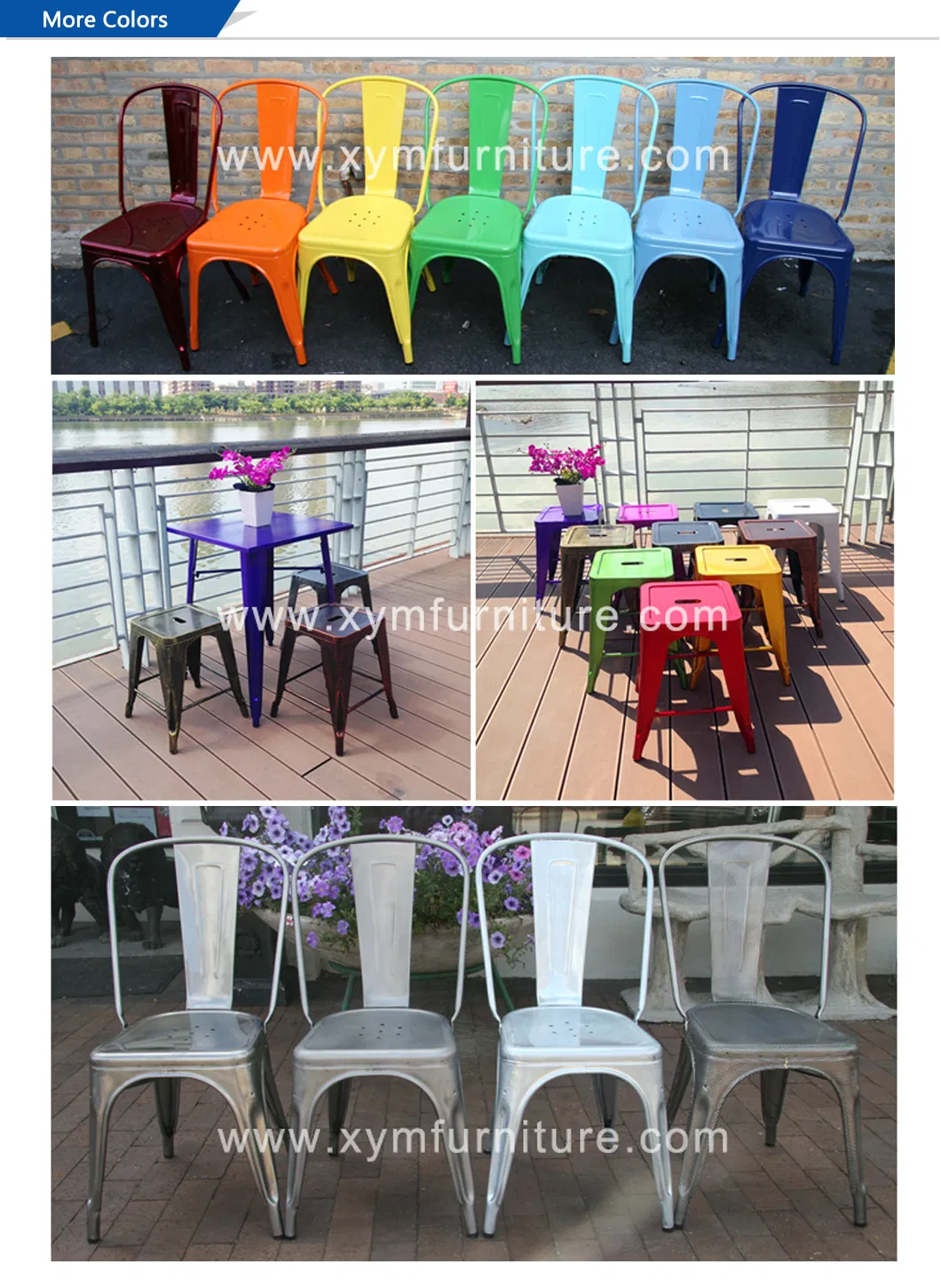 Newest Cheap American Style Armless Stacking Durable Accent Iron Ergonomic Metallic Metal Dinner Dining Chair
