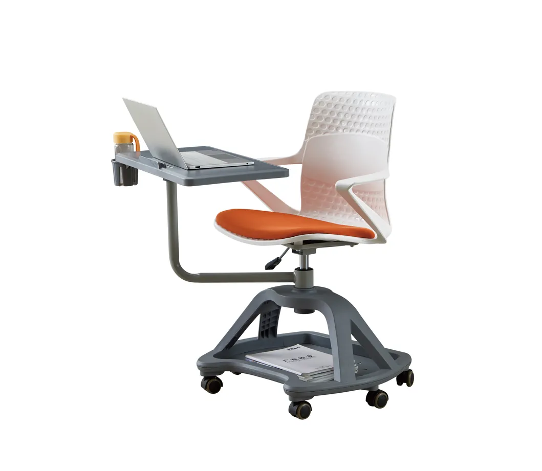 Plastic Simple Modern School Training Furniture Swivel Writing Pad Student Chair (BL-DX06D+04D+01)