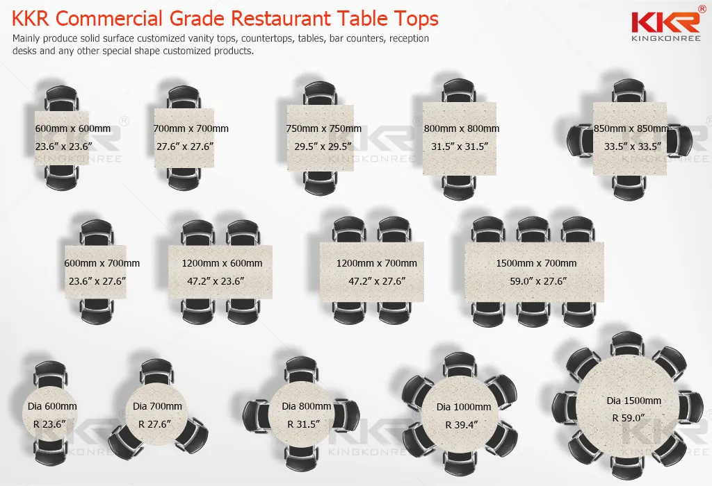 Stone Solid Surface Restaurant Dining Table 2 Person Table