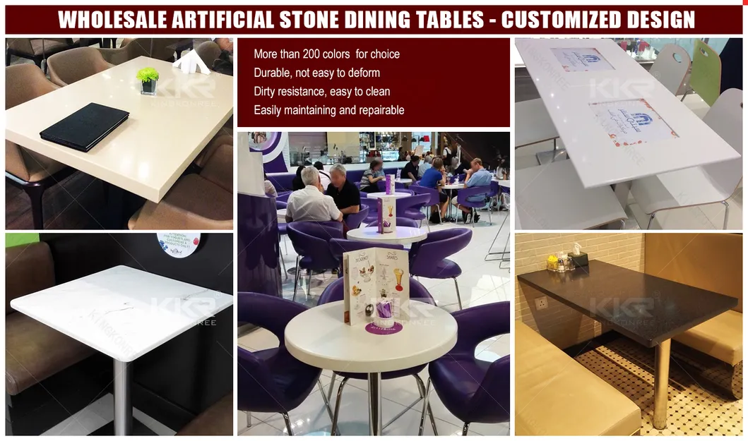 Stone Solid Surface Restaurant Dining Table 2 Person Table