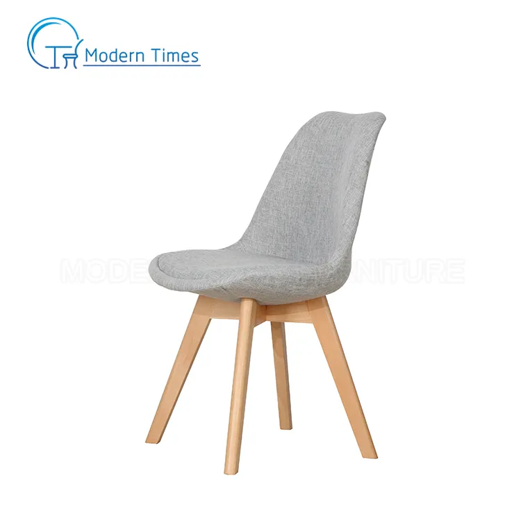 Tulip PP Cover Fabric Wooden Legs with Fabric Cushion Dining Room Chair