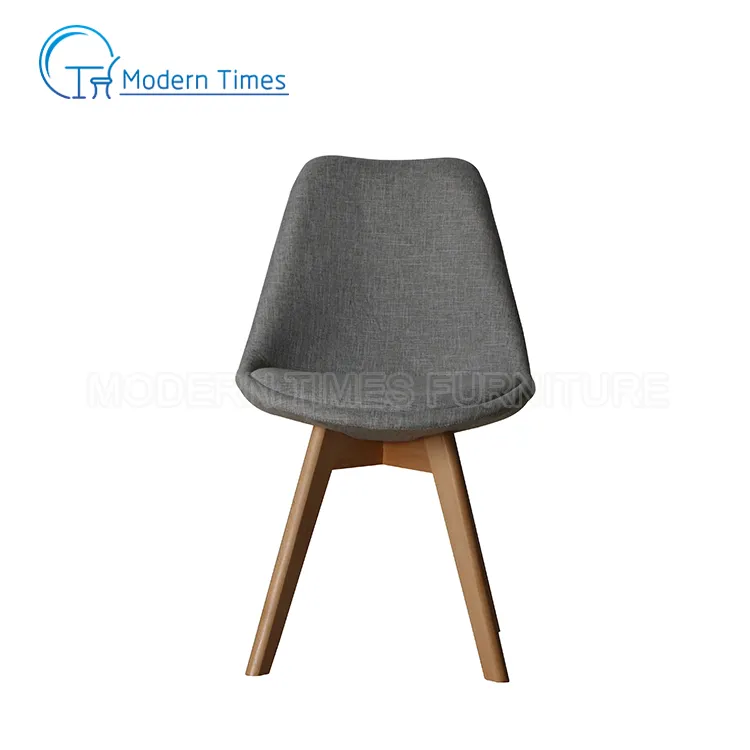 Tulip PP Cover Fabric Wooden Legs with Fabric Cushion Dining Room Chair