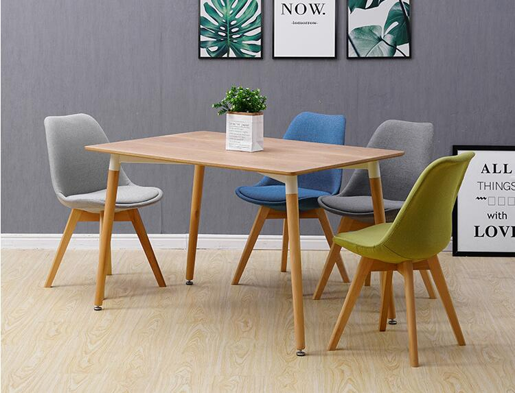 Tulip PP Cover Fabric Wooden Legs with Fabric Cushion Dining Room Chair