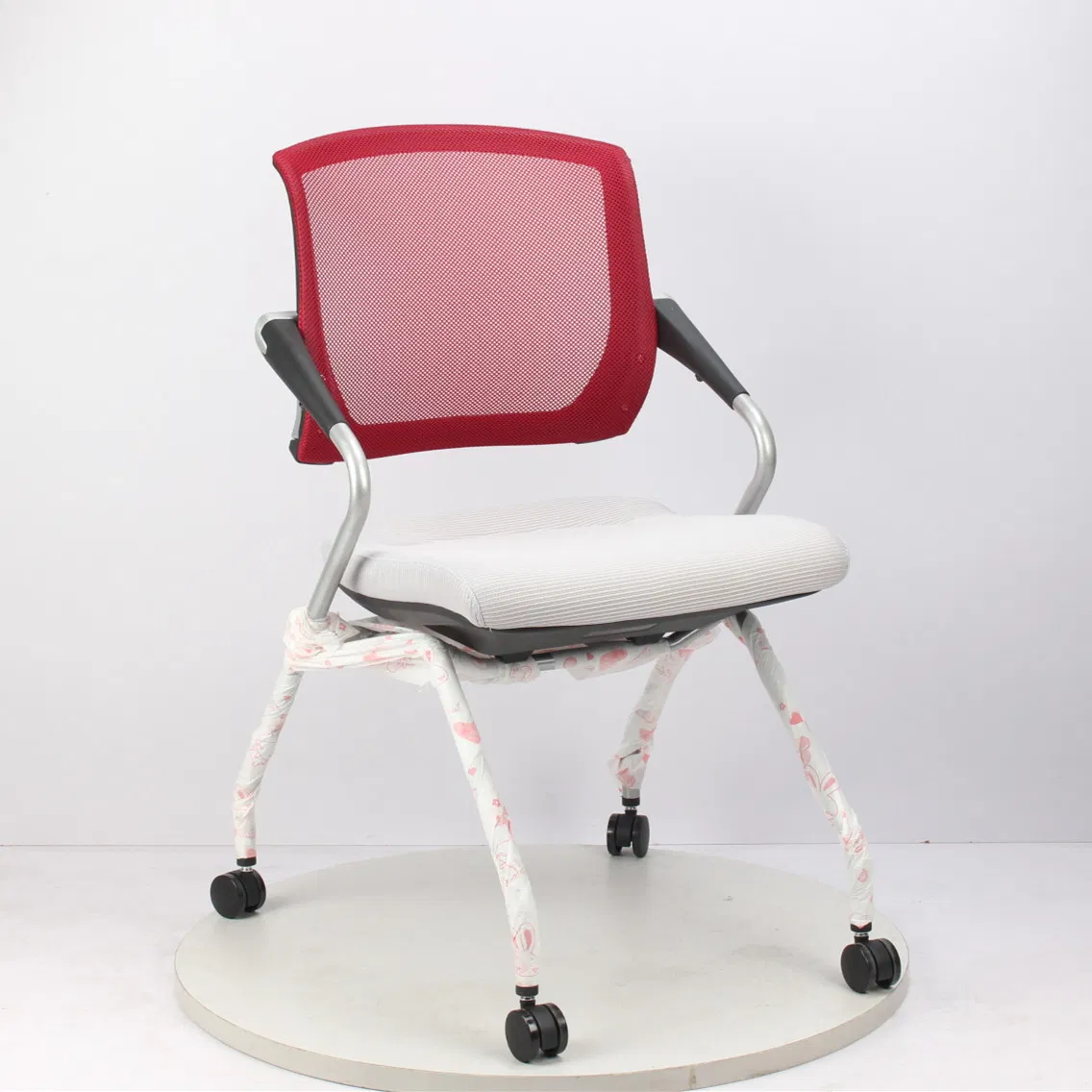 Wheeled Armrest Flip with Writing Board Training Chair Press Conference Guest Lecture Student Office Chair