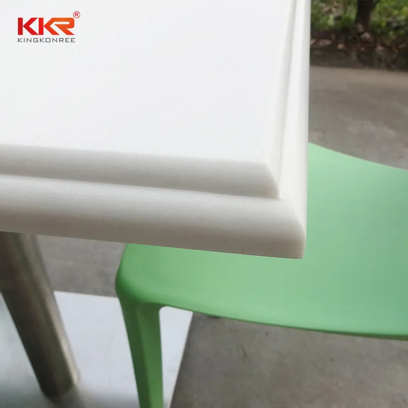 White Square Dining Table Solid Surface Corian Sheet Table Top