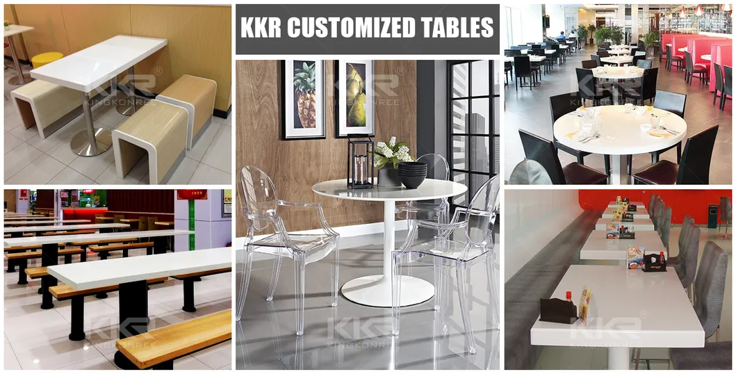 White Square Dining Table Solid Surface Corian Sheet Table Top