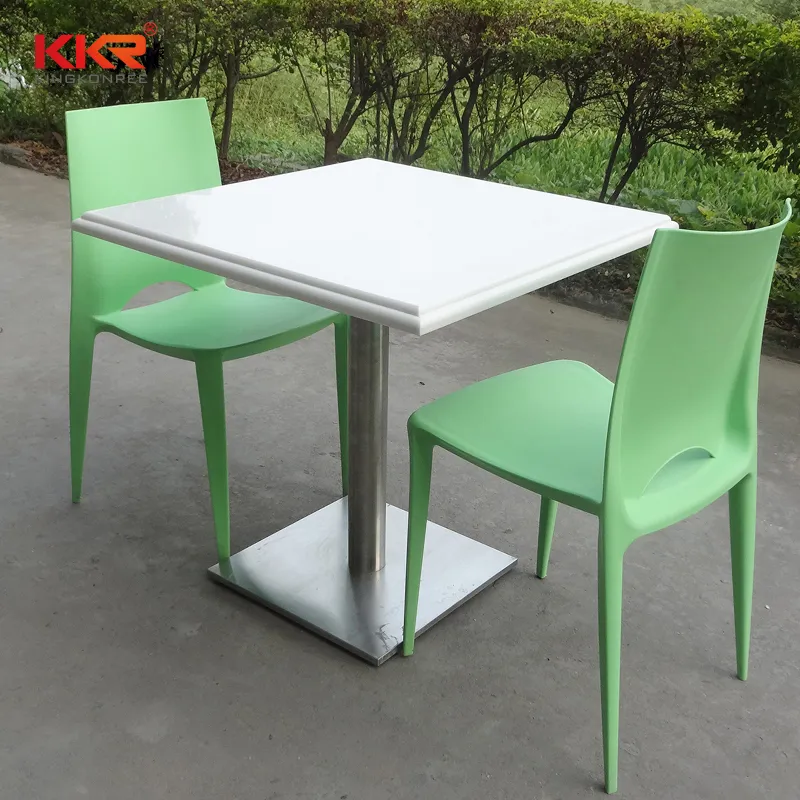 White Square Dining Table Solid Surface Corian Sheet Table Top