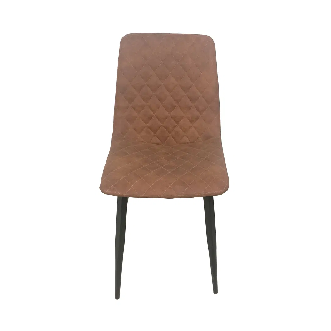 Wholesale Dining Room Furniture Leathaire Upholstered Soft Seat Simple Style Iron Legs Micro Fabric Dining Chair