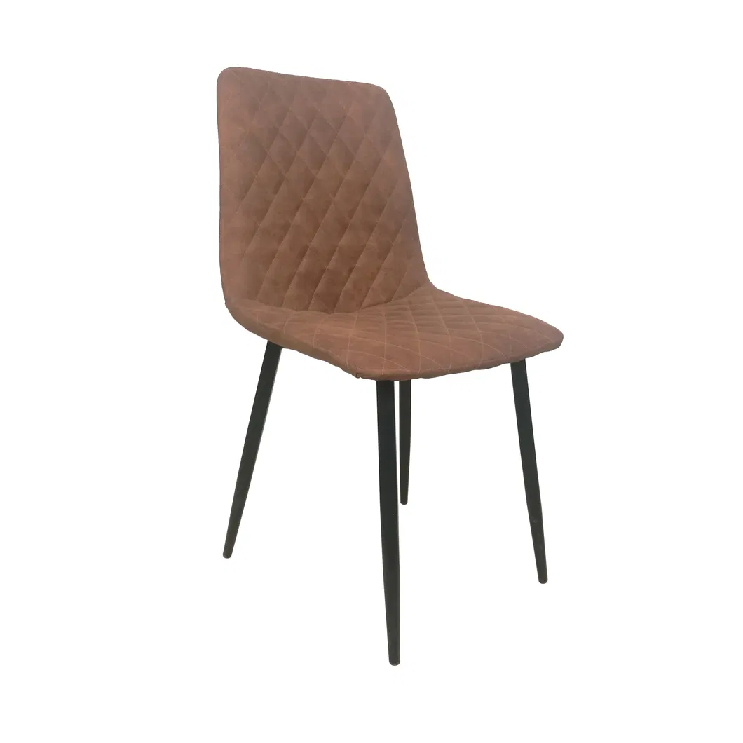 Wholesale Dining Room Furniture Leathaire Upholstered Soft Seat Simple Style Iron Legs Micro Fabric Dining Chair