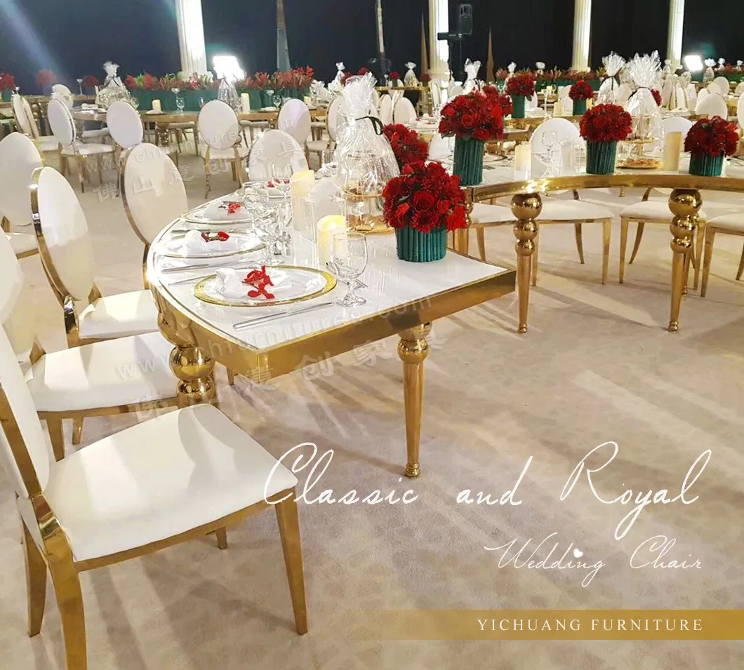 Wholesale Stacking Silver Gold Hotel Banquet Wedding Rental Infiniti Dior Stainless Steel Party Chair for Event and Restaurnt with White Leather